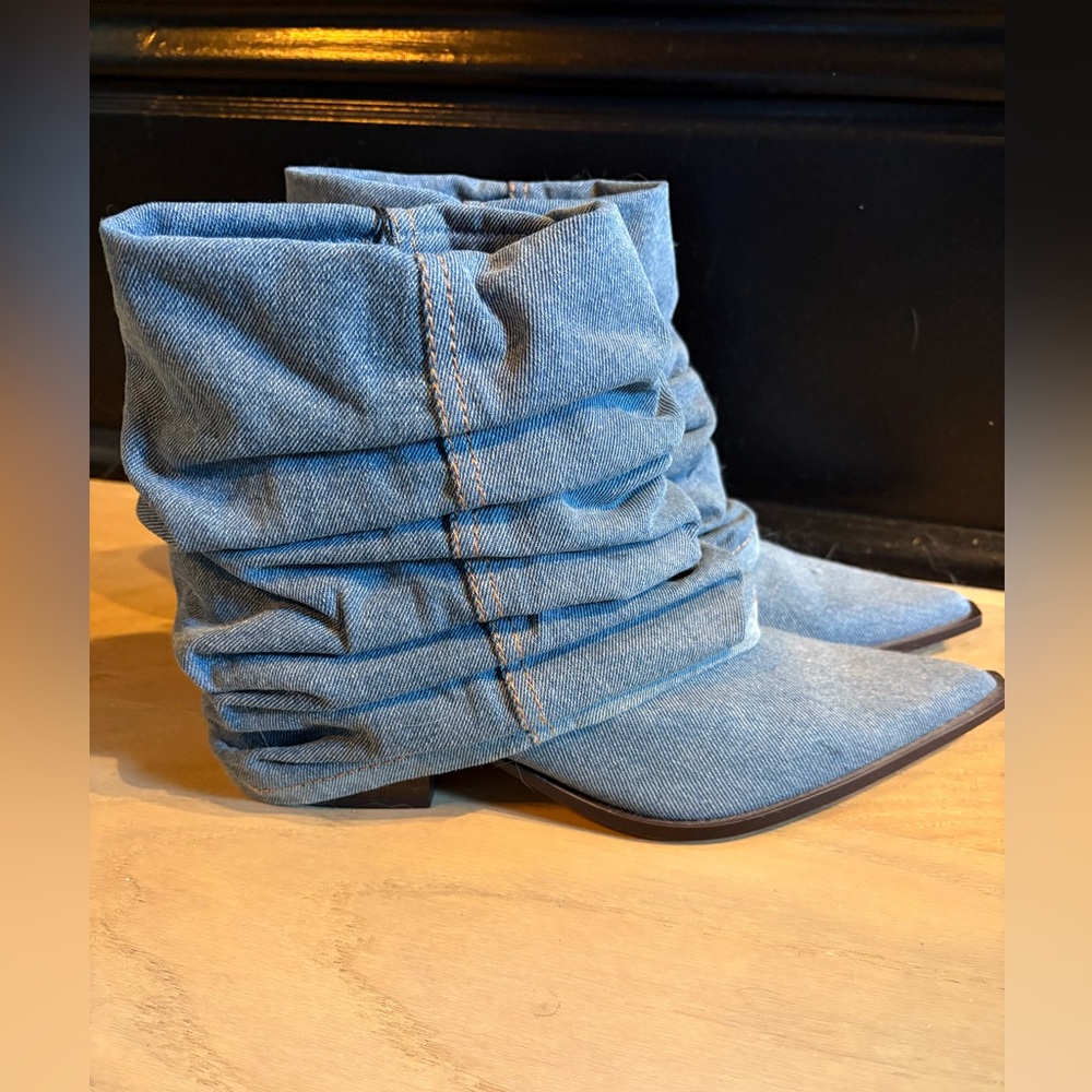 NWT Zara Denim Slouchy Ankle Boots Size 39